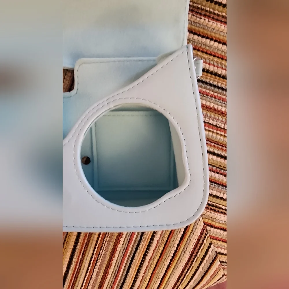 Instax Light Blue Camera Case with strap and pocket